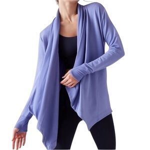 ATHLETA PRANAYAMA CARDIGAN WRAP DARK ADONIS LAVENDER JACKET TOP XS